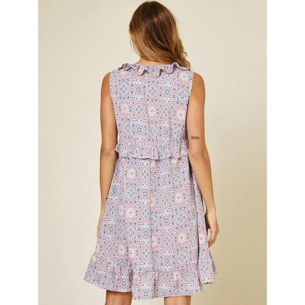 Floral Sleeveless Mini Dress Flowy Casual Summer Size Large - Picture 3 of 4